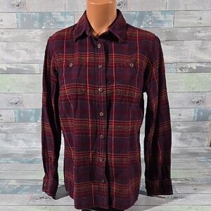 Duluth Trading Company Plaid Cotton Button Down Long Sleeve Shirt/Top Sz Small